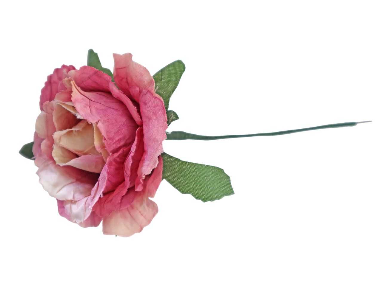 Rosa in tessuto stropicciato d.7,5cm fucsia 12 pezzi