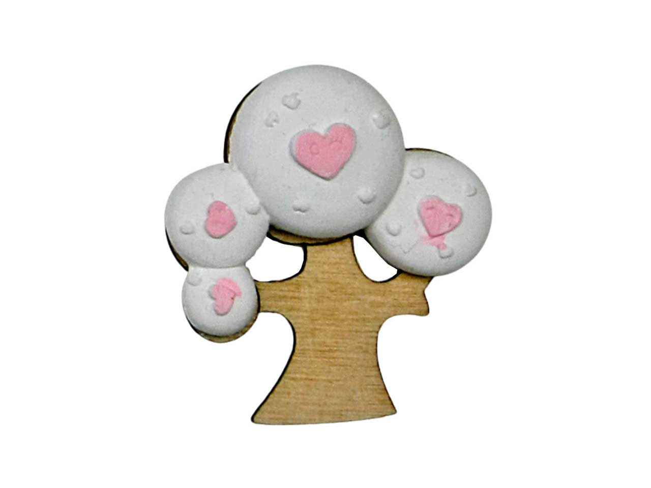 Dec.in gesso albero cuori rosa l2161