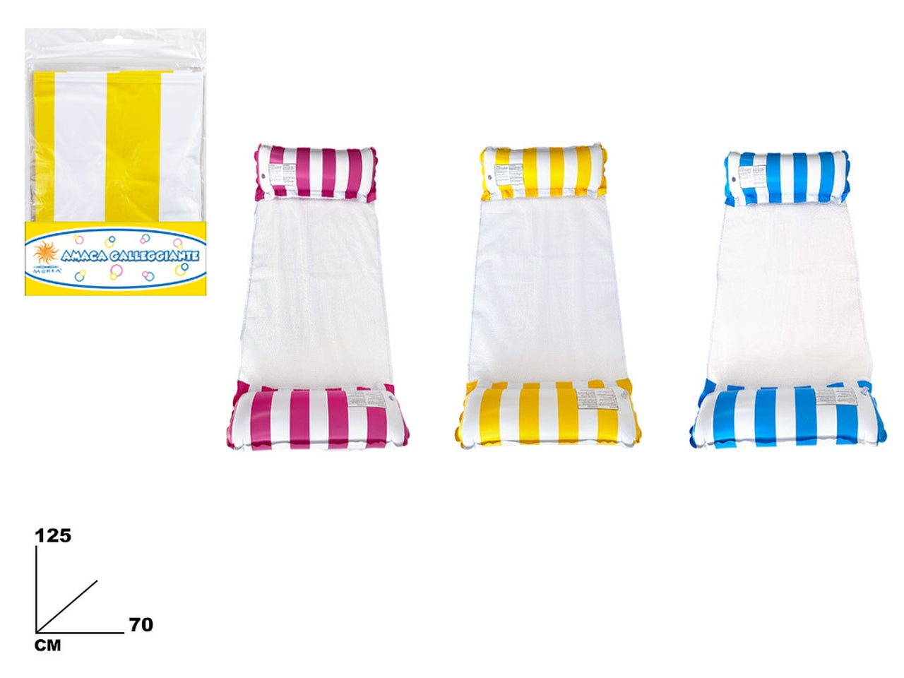 Materassino gonfiabile ad amaca rettangolare 3 colori assortiti 125x70 cm - M@rea