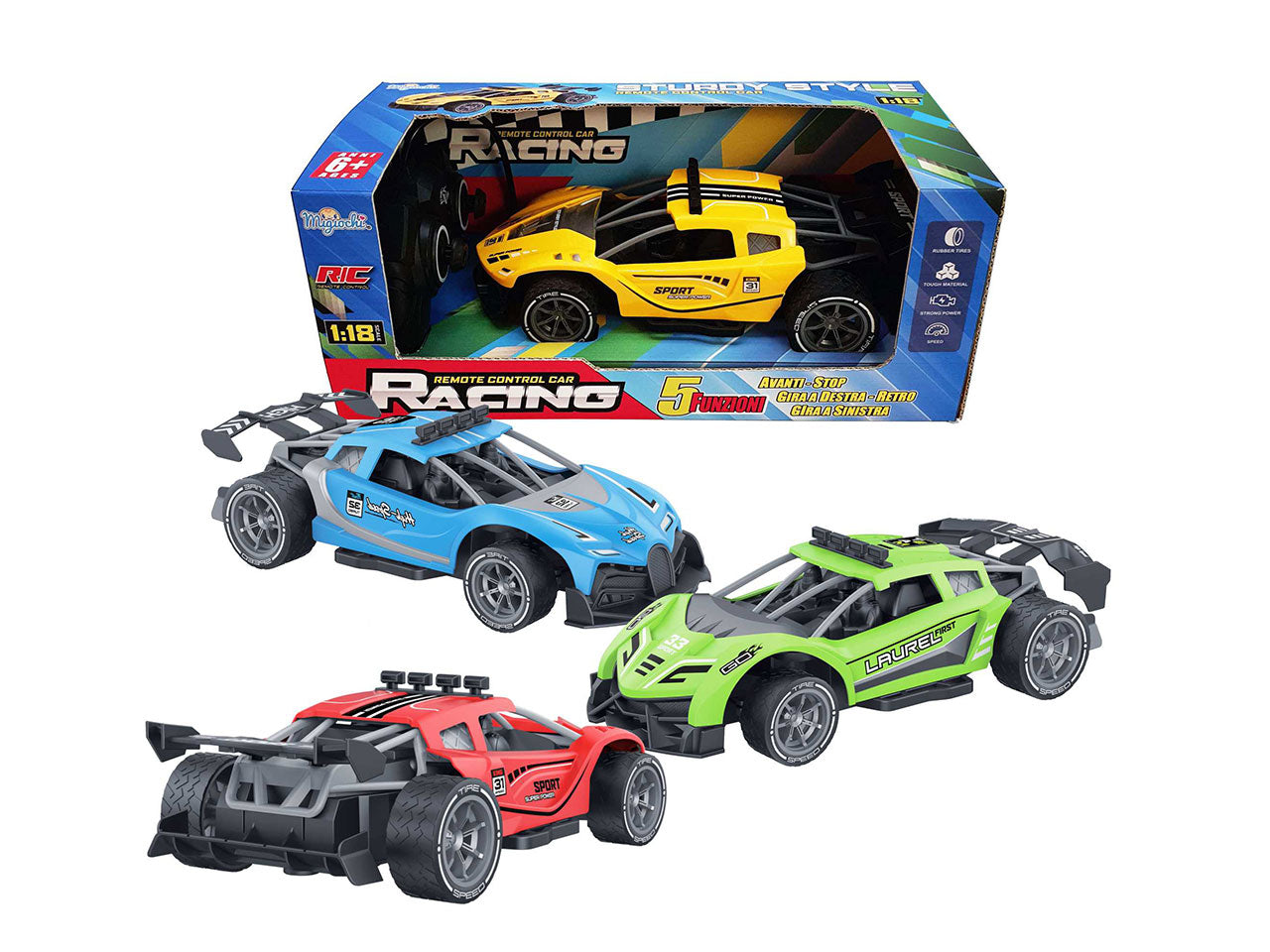 Auto racing car radiocomandata 1:18 con batterie