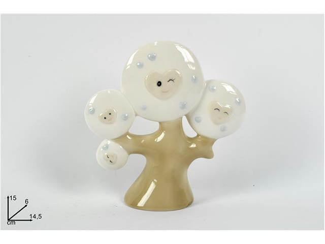 Albero c/cuori smile celeste 15cm ca007579