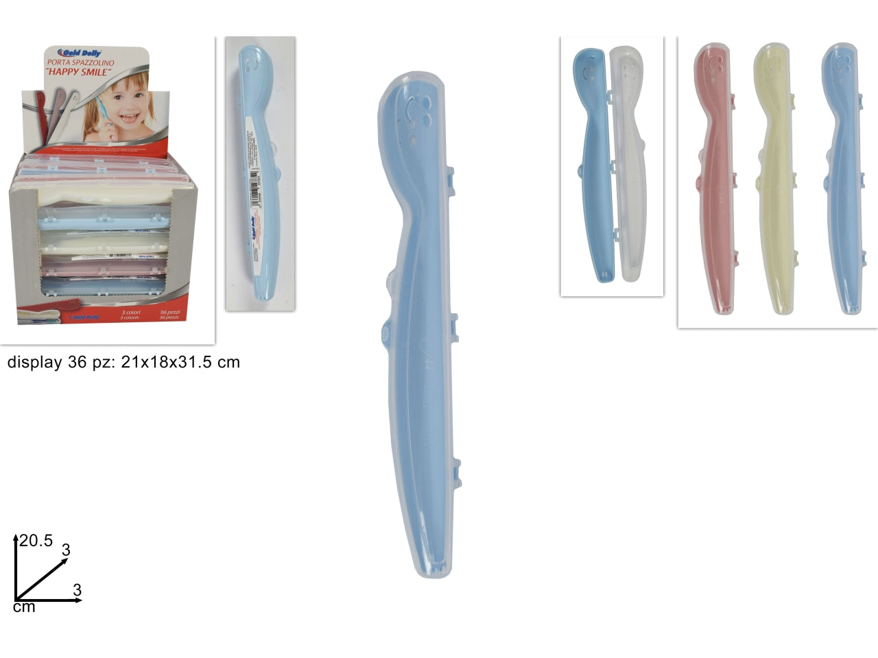Portaspazzolino di plastica disponibile in 3 colori