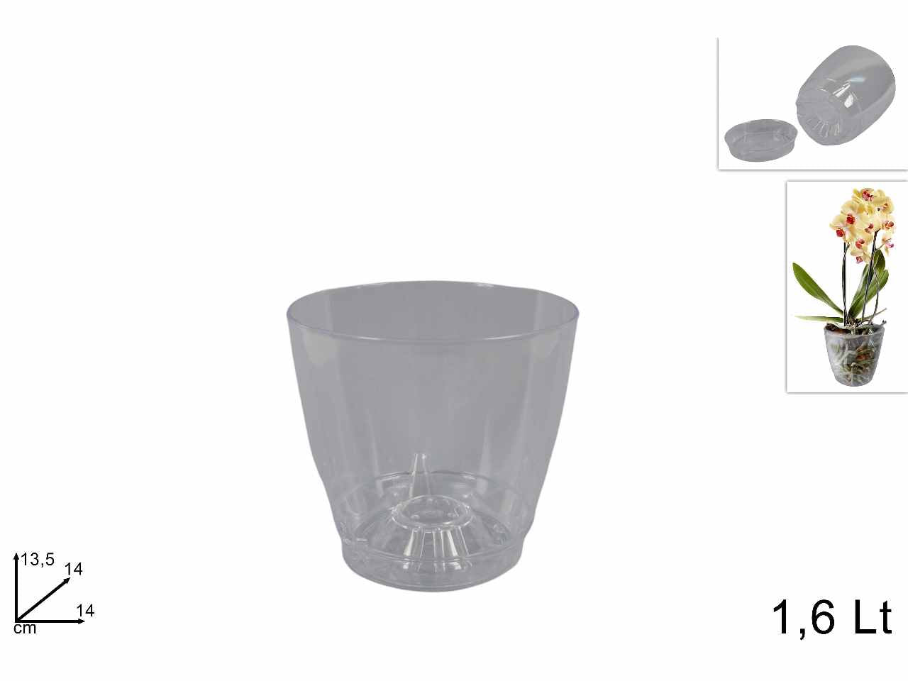 Vaso in plastica trasparente h.13,5xd.14cm 1,6 litri