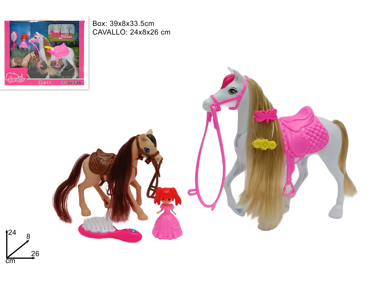 Cavallo bianco con pony e accessori