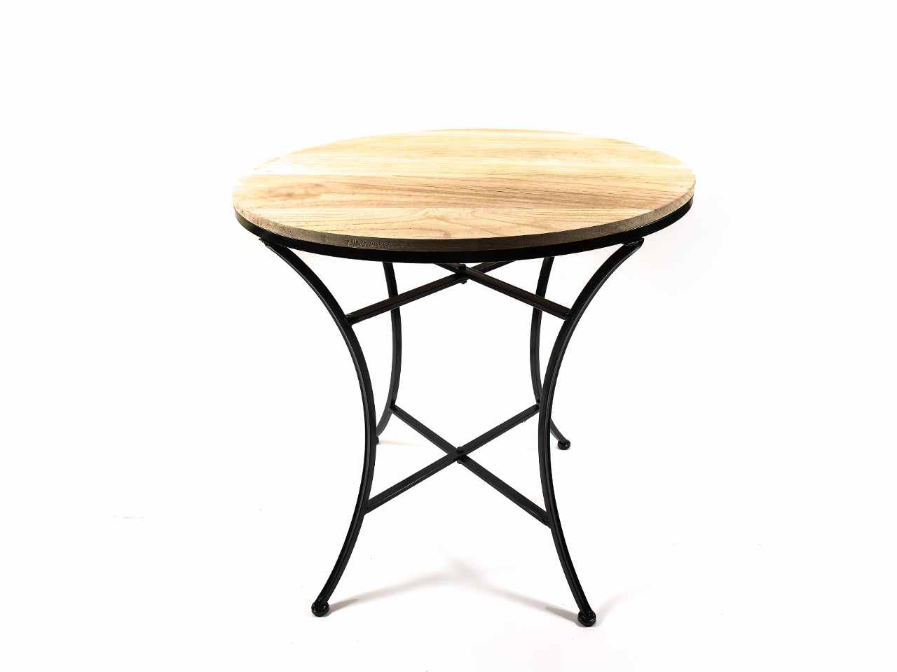Tavolino ferro+legno d.72xh.73cm 17614
