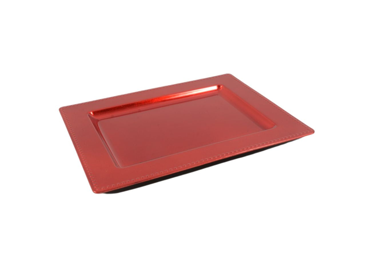 Vassoio foglia oro rosso in plastica 31.5x25x1.5cm