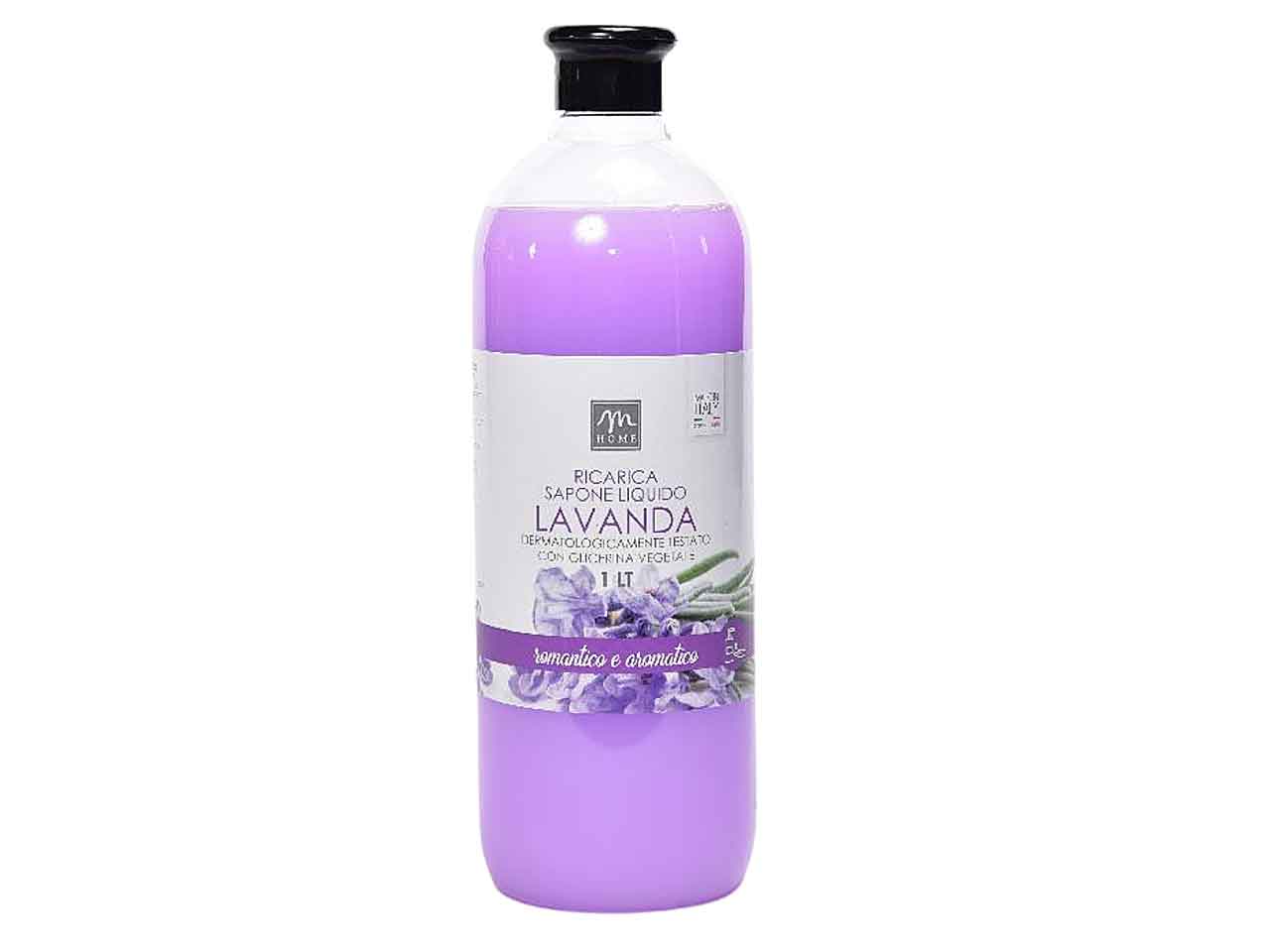 Sapone liquido fragranza lavanda ricarica da 1000ml alto e flip top nero