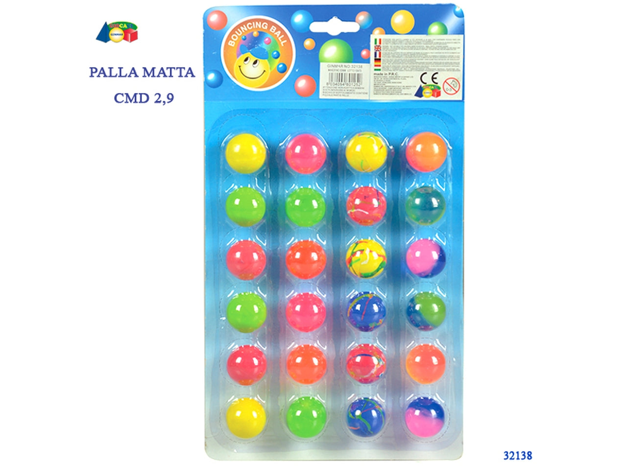 Palla matta colori fluo 24 pezzi 32138