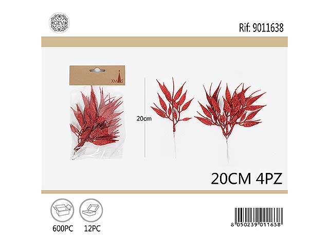 Foglia rossa 4 pezzi 20cm