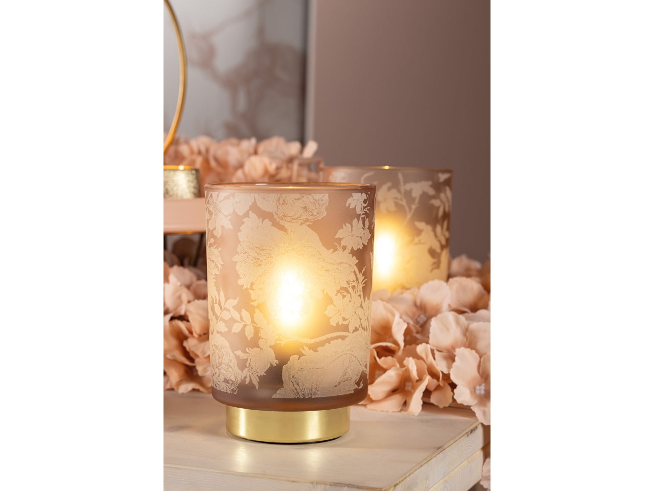 Lampada cipria a led classico in vetro decorato per uso interno 10x14,5cm - Cupido & Co
