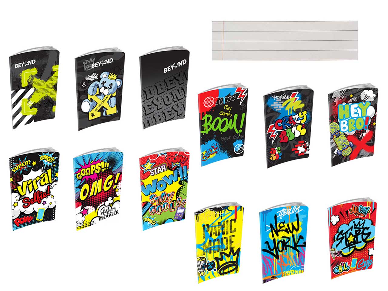 Quaderno maxi boy confezione da 10 pezzi gamer, pop, moto e auto multicolor, rigatura C - Dimagraf