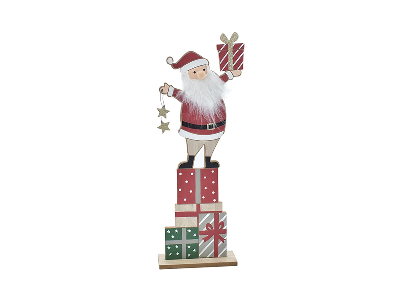 Babbo natale con pacchi in legno 18x44x6cm