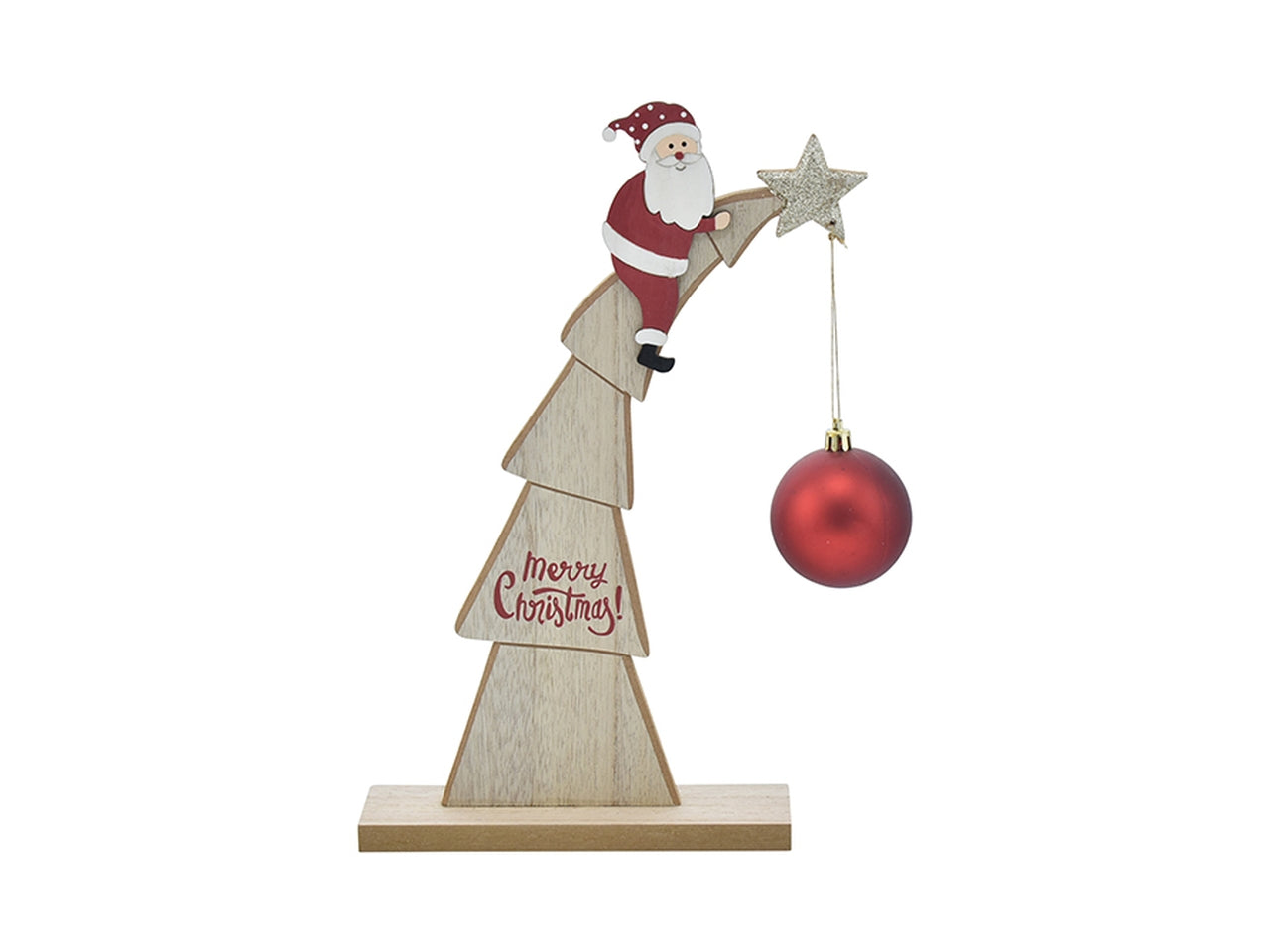 Babbo natale su albero con pallina 14x5x22cm