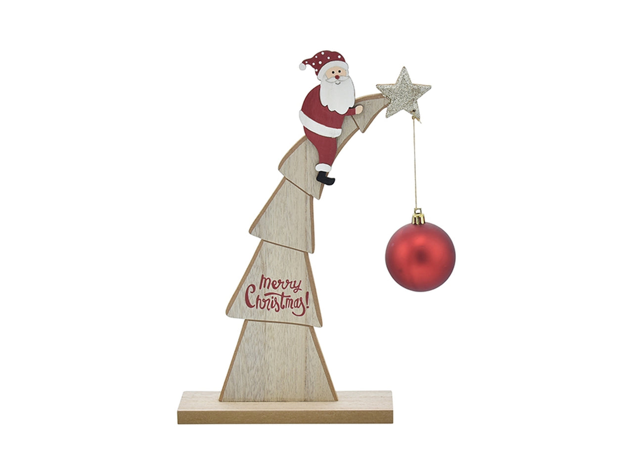 Babbo natale su albero con pallina 18x5x30cm