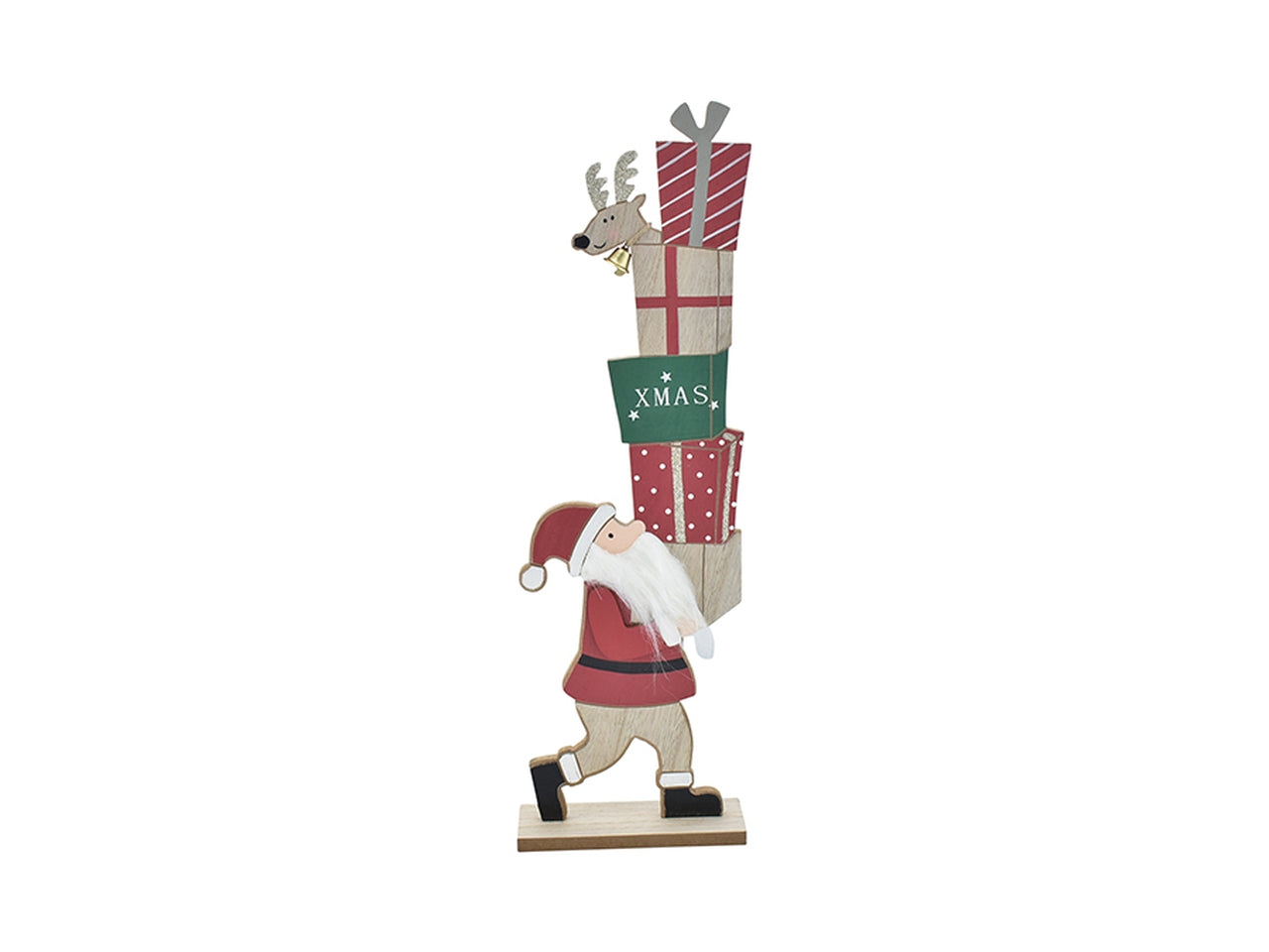 Babbo natale con doni in legno 9x30x4cm