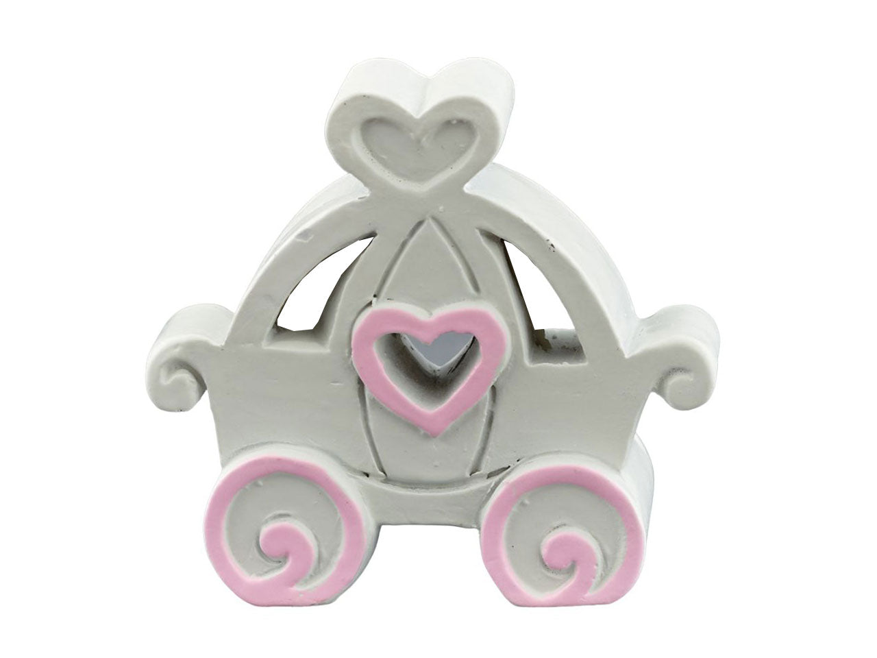Carrozza rosa in resina h.4,5x4,8cm