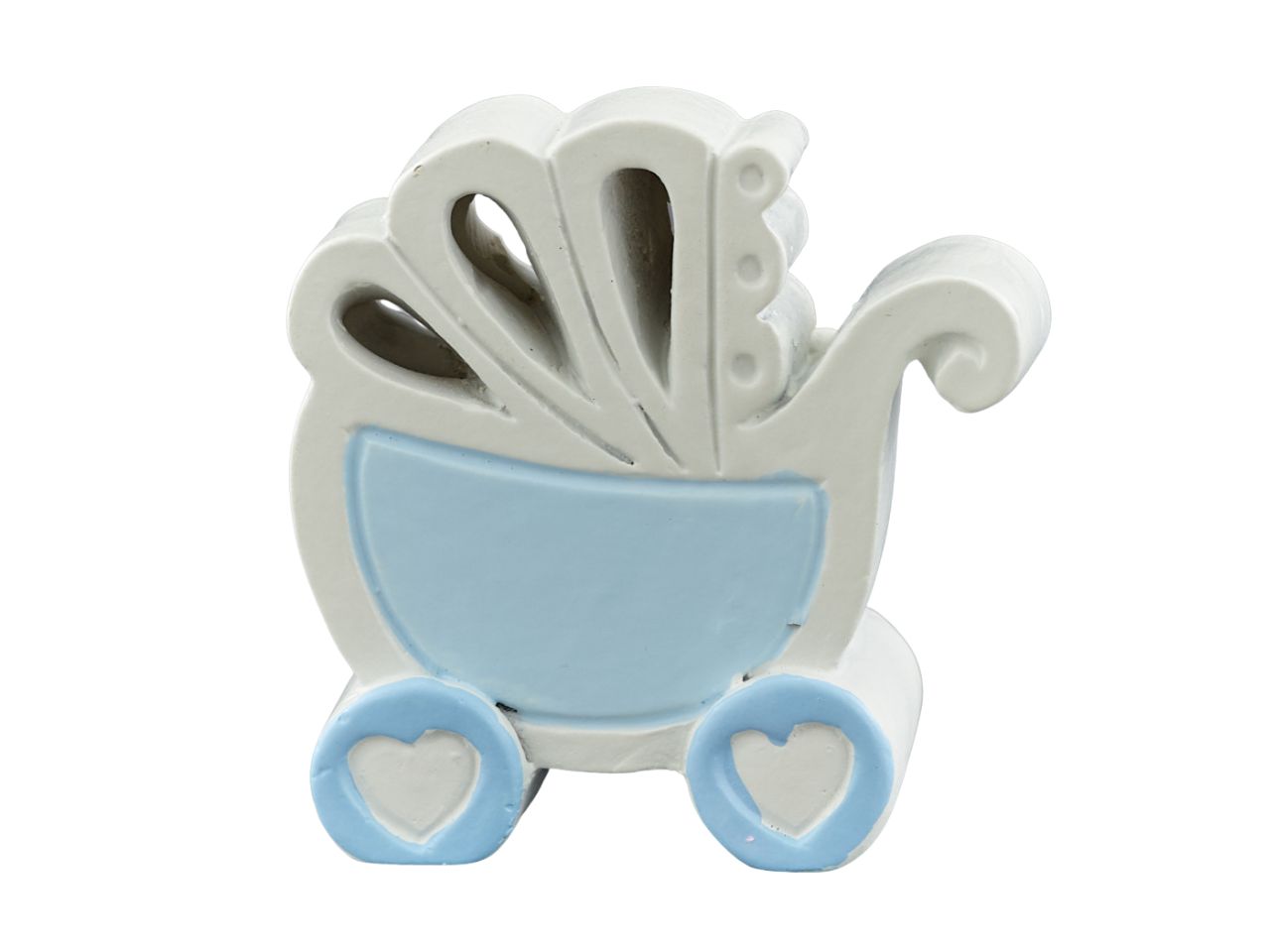 Carrozzina celeste in resina h.4,3x4cm