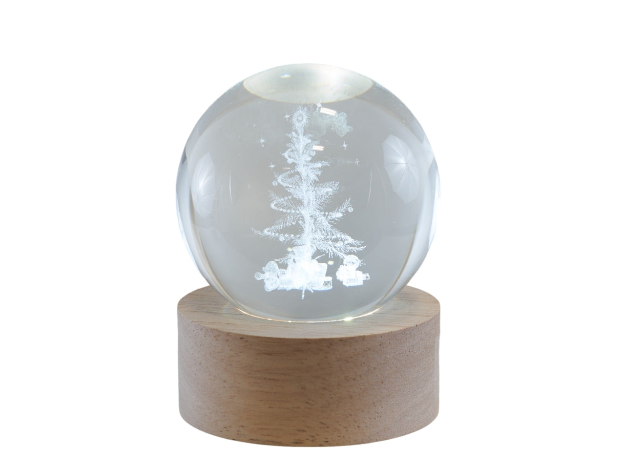 Luce sfera di cristallo con albero di Natale 3D 6x8 cm - Melograno