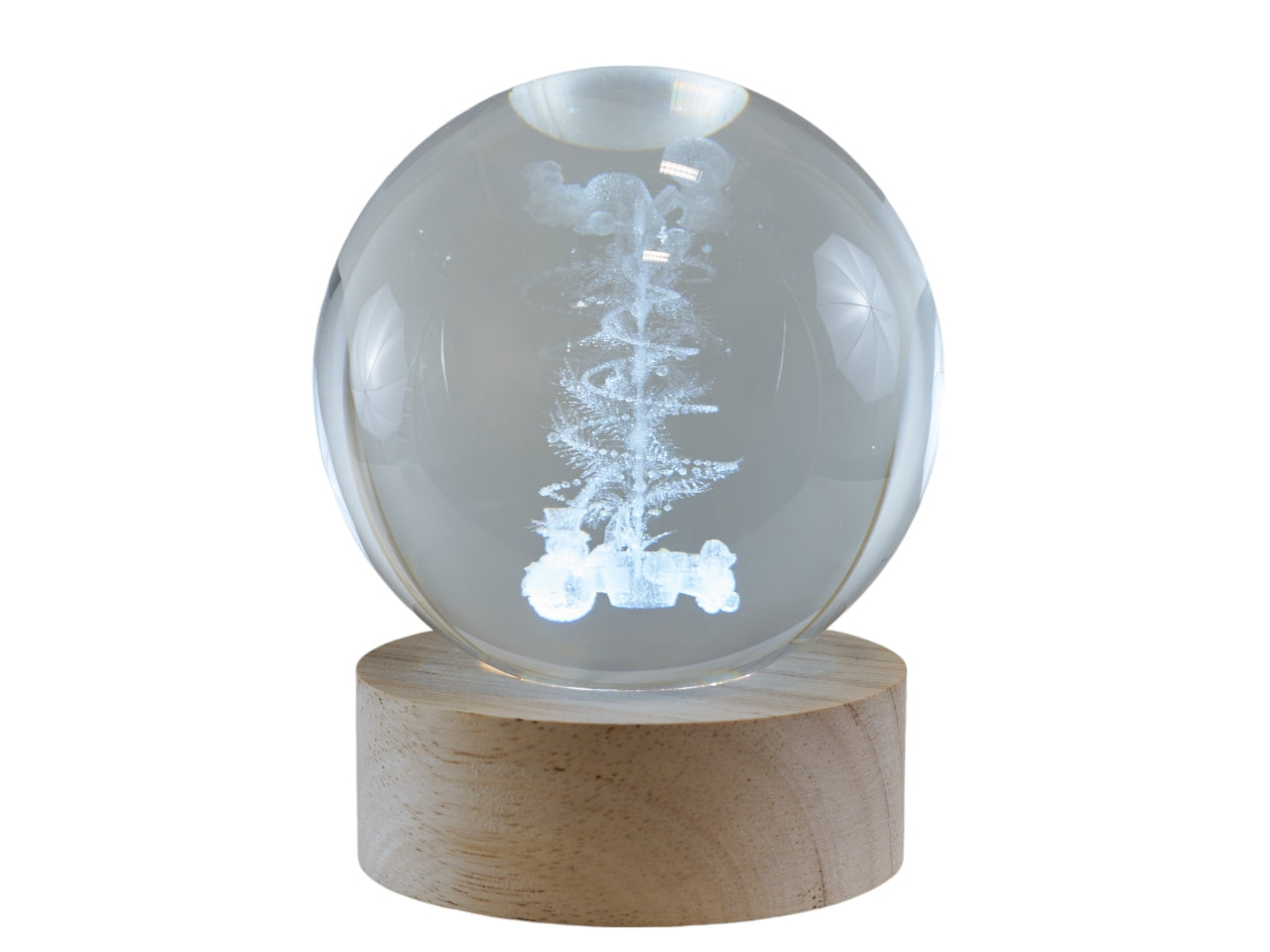 Luce sfera di cristallo con albero di Natale 3D 8x10 cm - Melograno