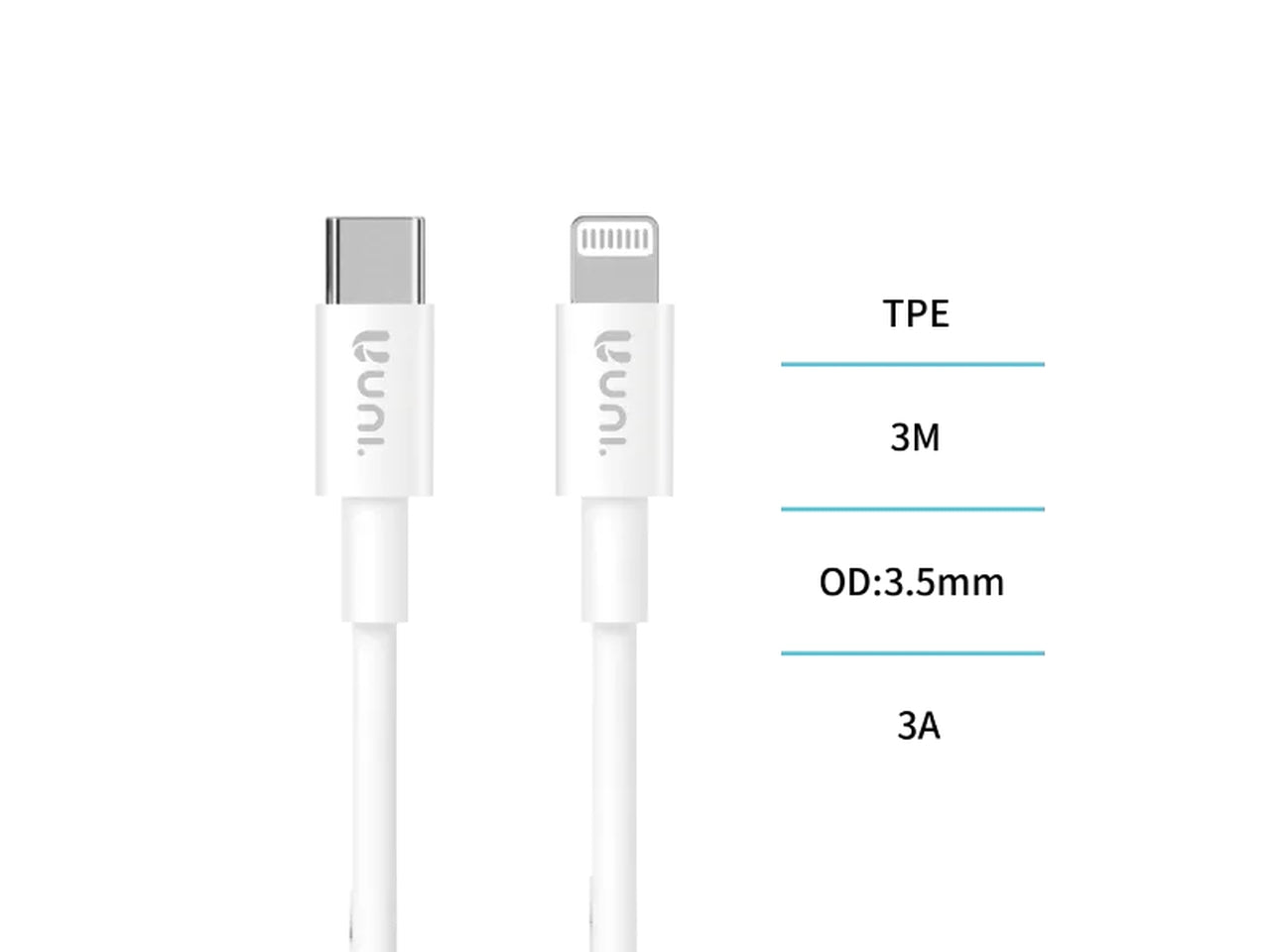 Cavo ricarica rapida CB9080, type C/IPX serie, 3mt bianco - Unico