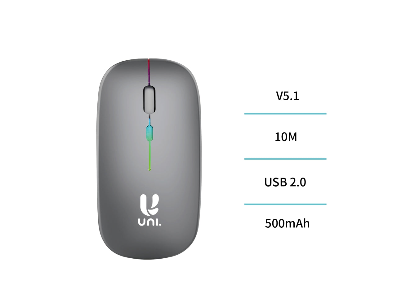 Mouse wireless con illuminazione a doppia modalita' uni-2.4g