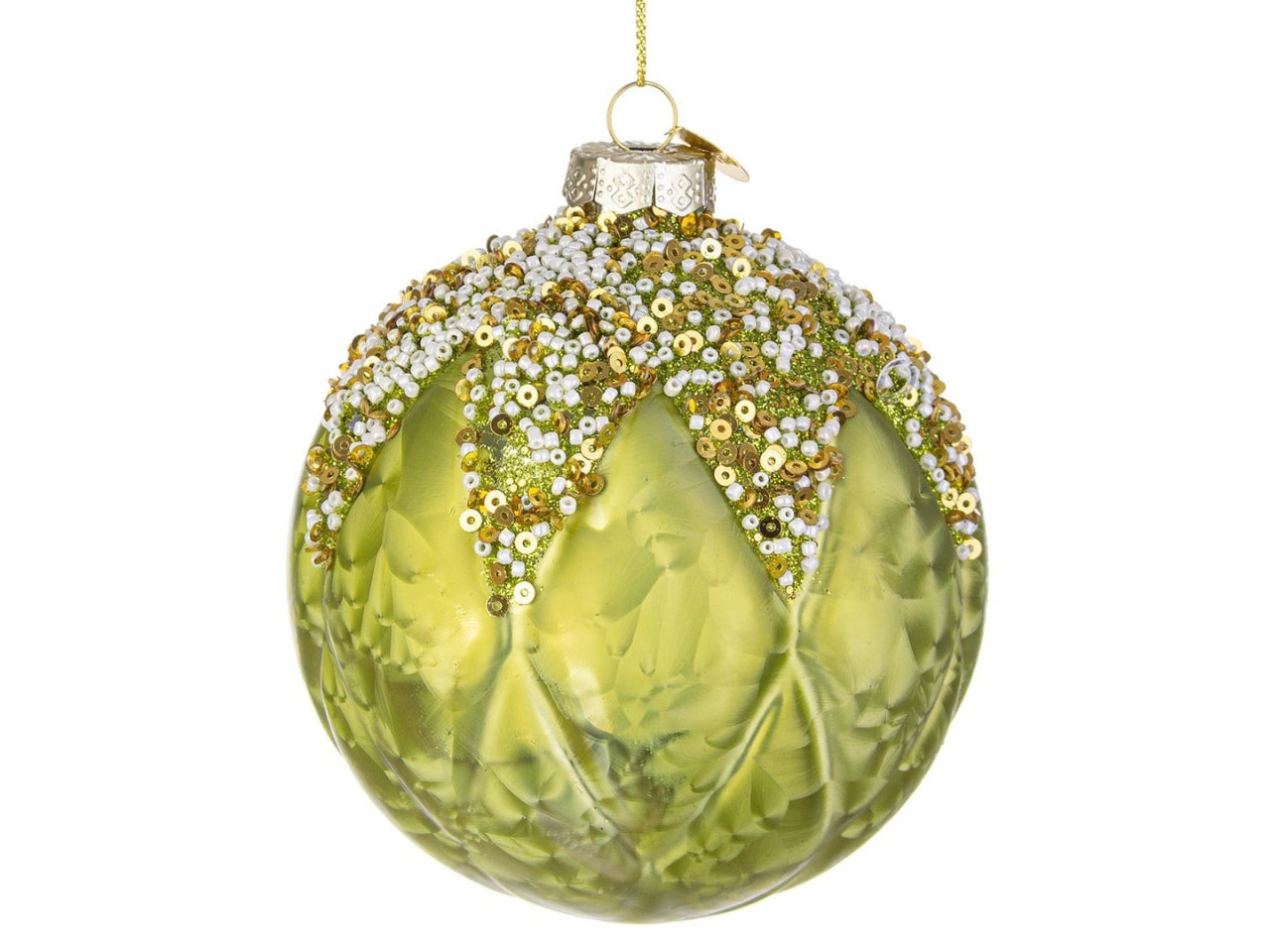 Palla di Natale in vetro verde 10 cm - Bizzotto