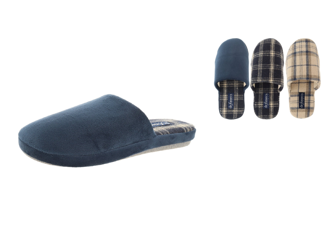 Pantofola uomo blu e panna tartan taglia 45/48 - De Fonseca