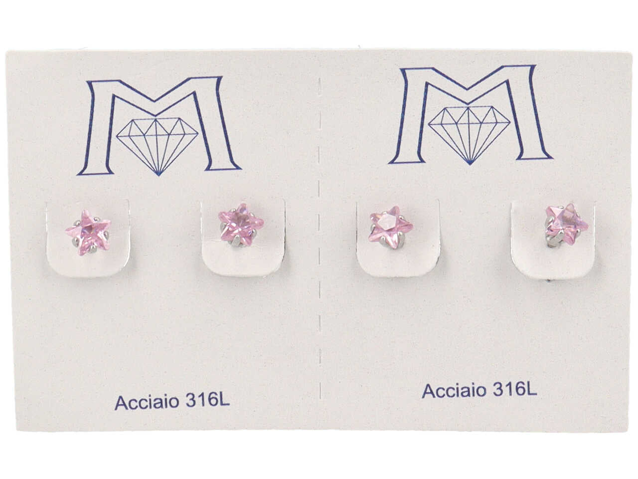 Orecchini stella rosa confezione da 2 paia