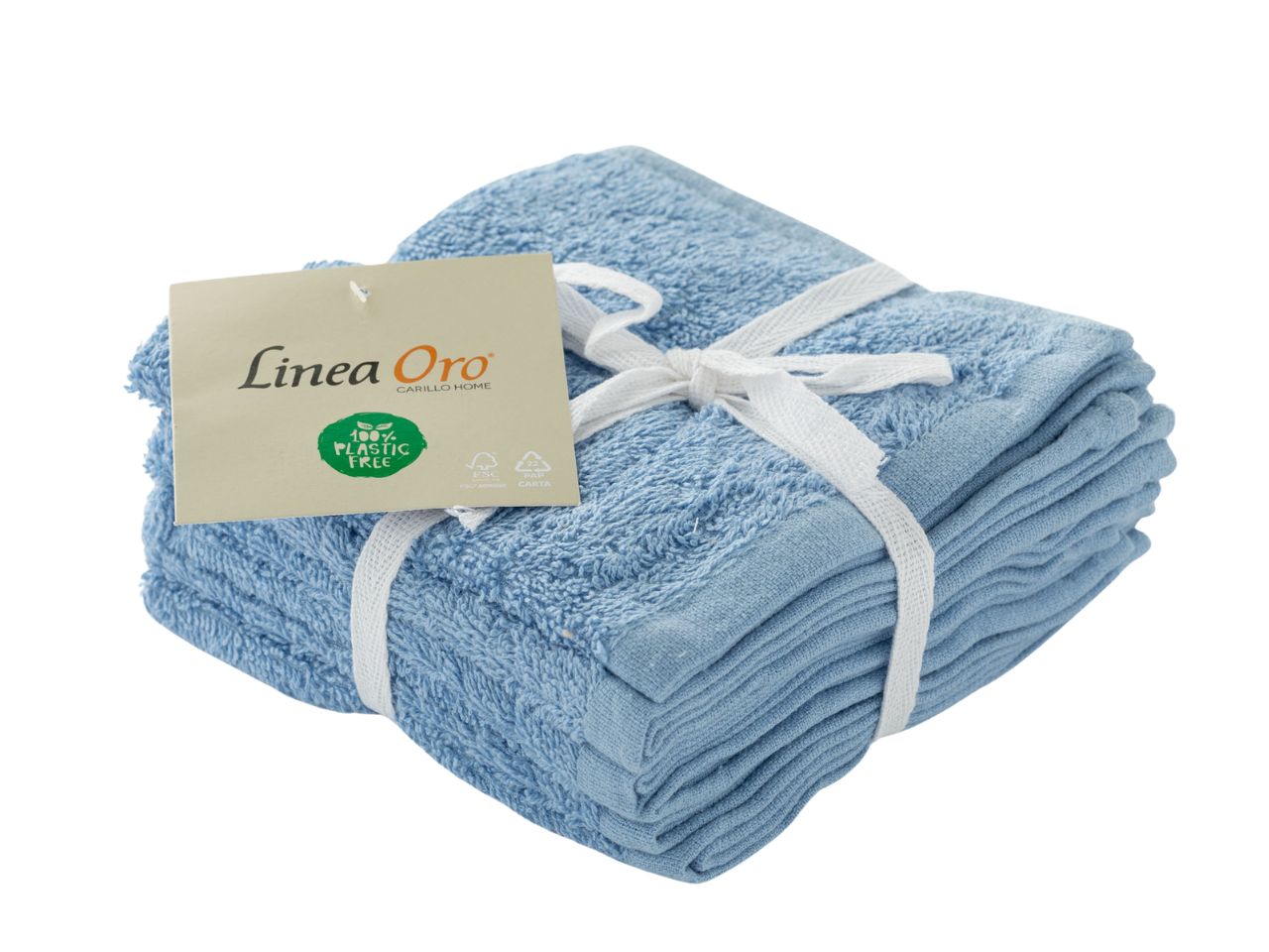 Lavette bagno 30x30 cm in spugna celeste in cotone 400 gsm, set da 6, Linea Oro - Carillo Home