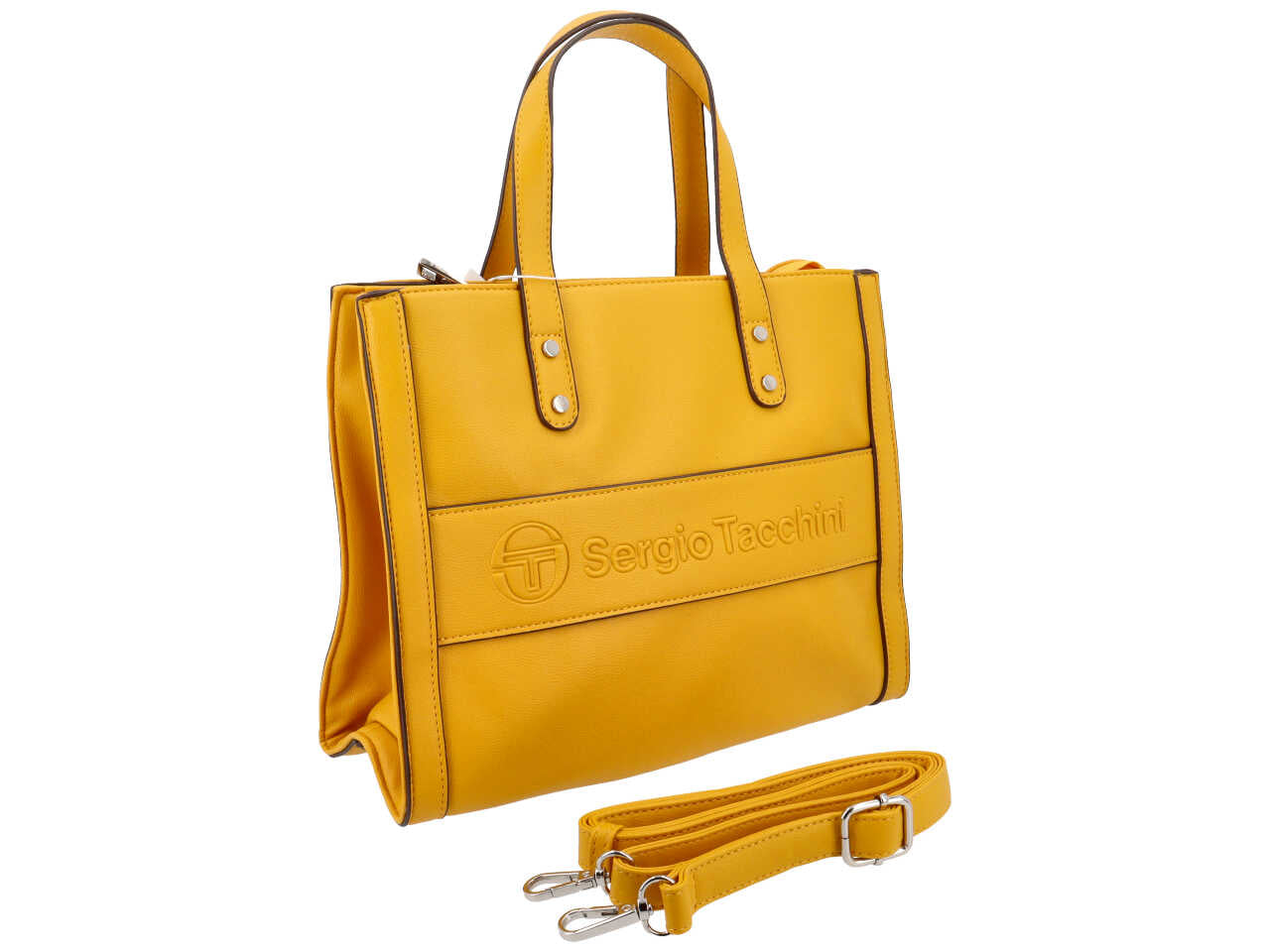 Borsa a mano piu' tracolla colore rosa giallo