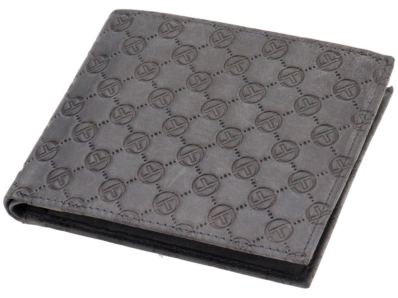 Portafoglio da uomo in pelle blu scuro con logo e portacarte estraibile, 10x13 cm - Sergio Tacchini