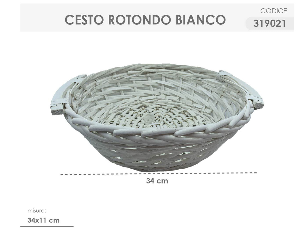 Cesto rotondo colore bianco misura 34x11cm