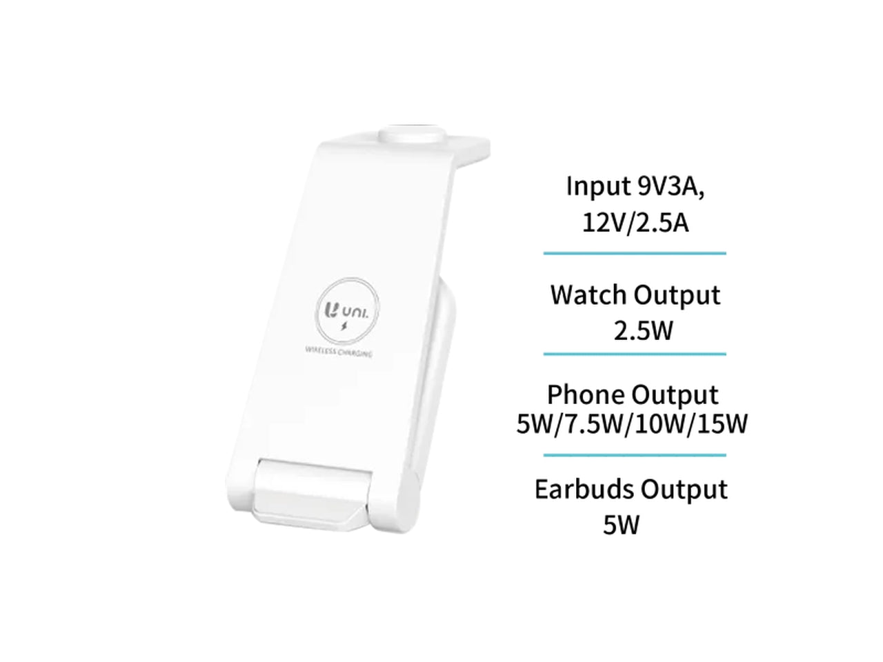 Ricarica wireless 3in1 bianco HC1795, Type C - 178x75x40 mm - Unico