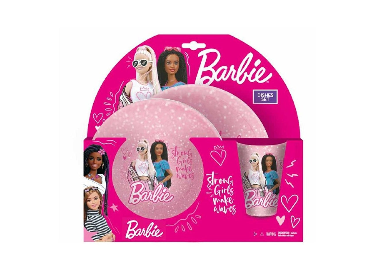 Barbie set piatti e bicchiere in plastica rosa per bambina - Maggio 3