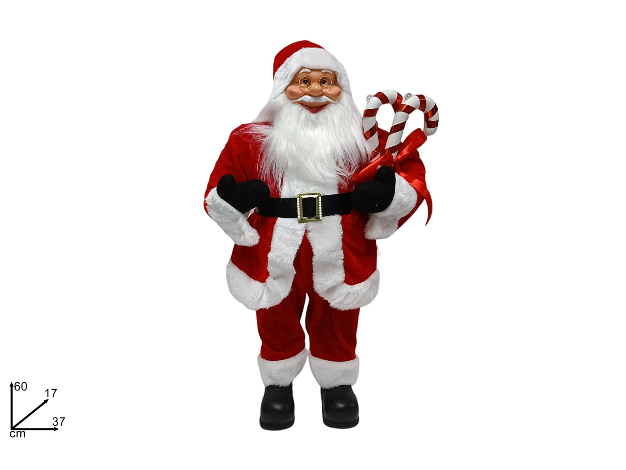 Babbo natale 60cm con candy e fiocco