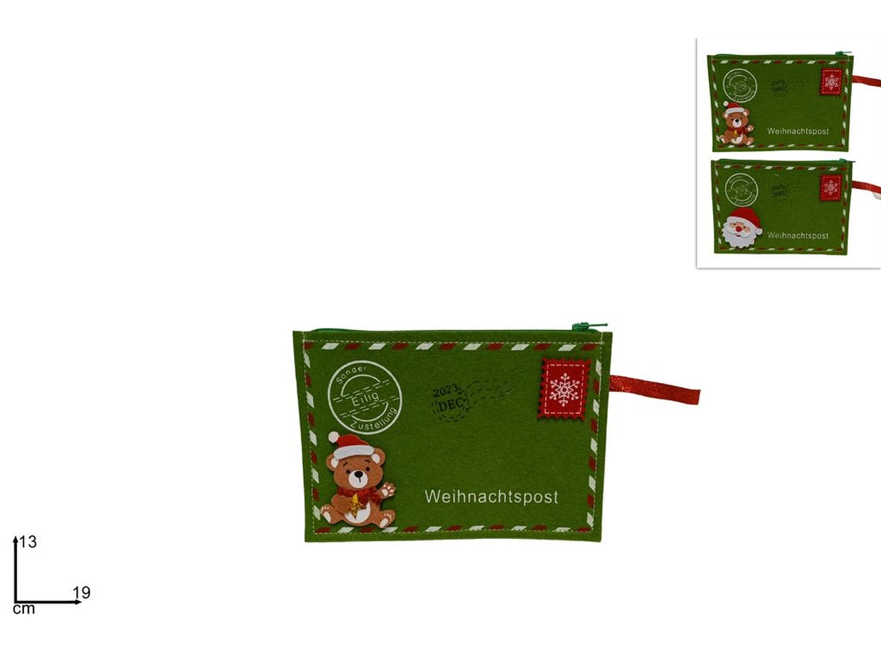 Pochette lettera di natale in feltro con soggetti natalizi in 2 assortimenti