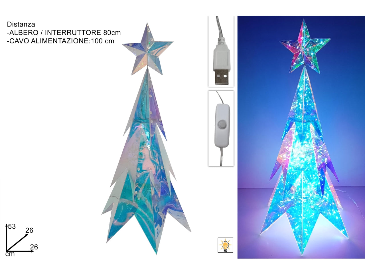 Albero luminoso 53cm con 200led rainbow