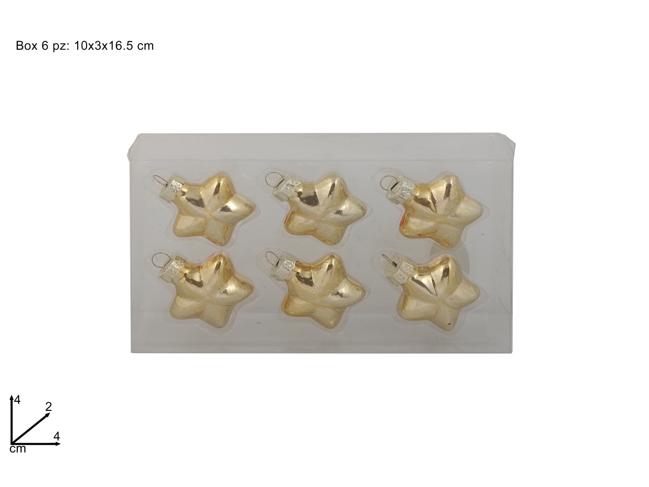 Pendente stella in vetro 4cm oro il set contiene 6 stelle