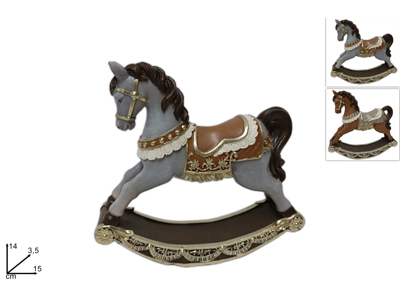 Cavallo a dondolo 14cm con decori oro