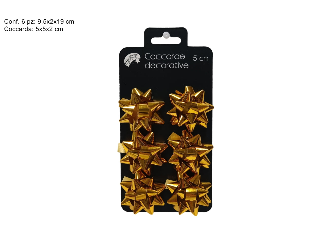 Coccarde lucide 5 cm set 6 pezzi oro