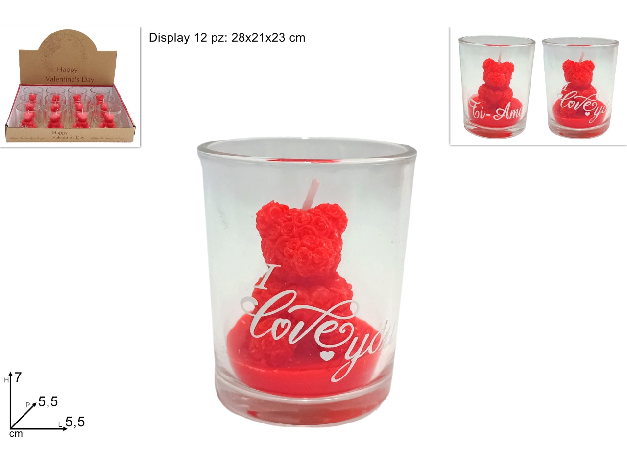 Candela orsetto in bicchiere di vetro