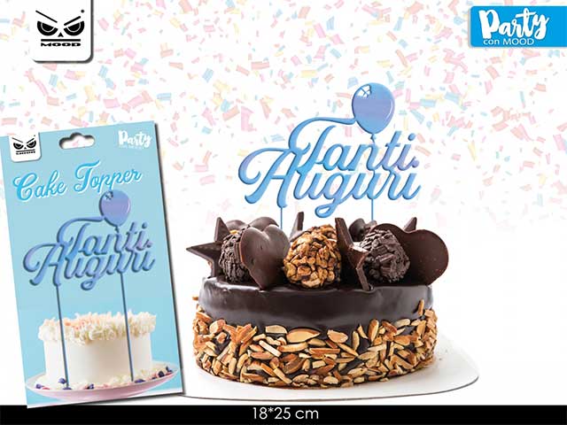 Cake topper tanti auguri blu st5707