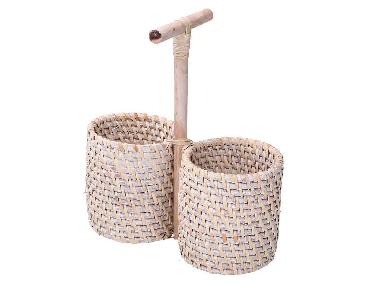 Porta bottiglie rattan 2porta bianco 10xh12x25 1726170000