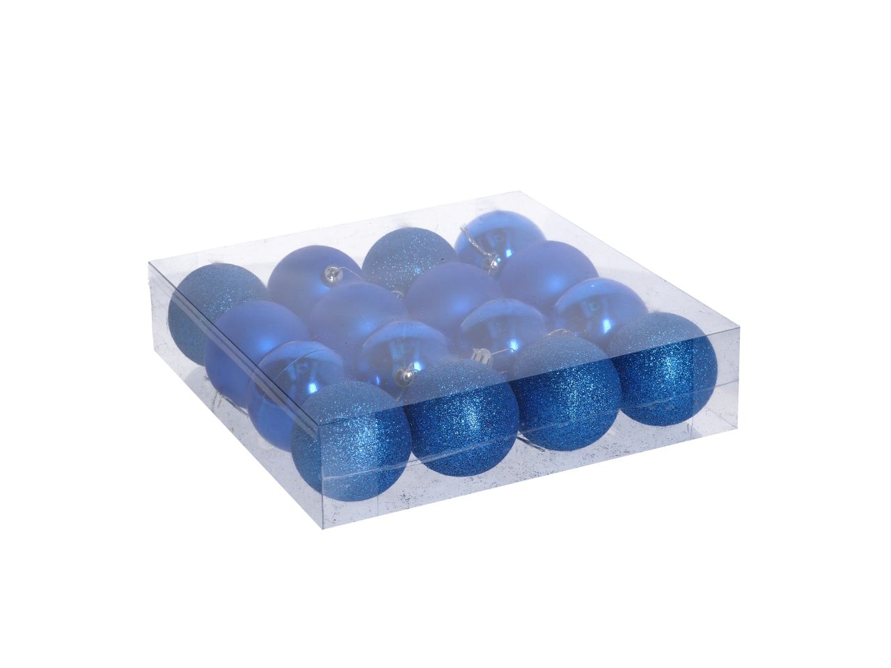 Palle di natale in plastica colore blu misura d.6cm - la confezione comprende 16 palle di natale