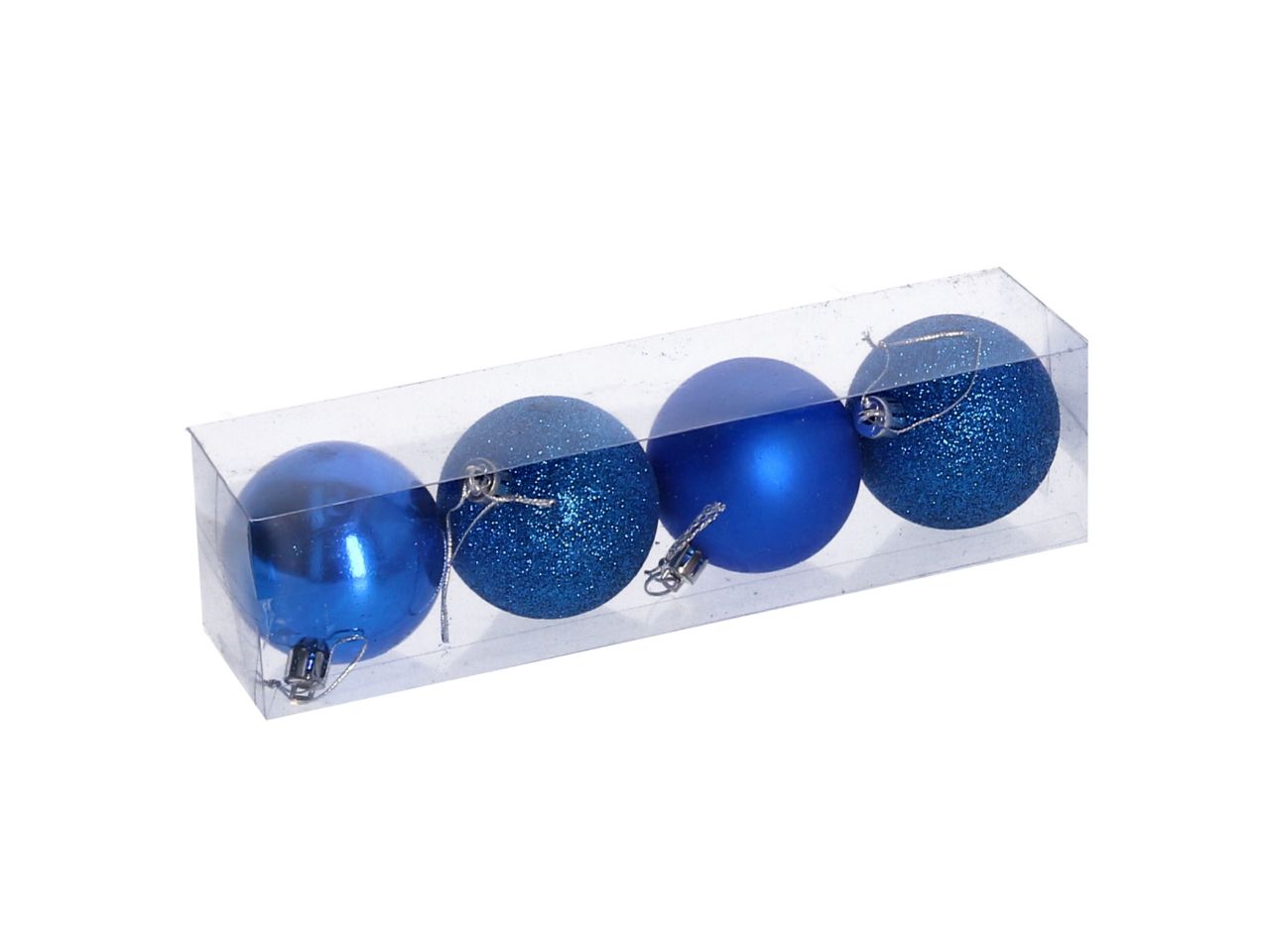 Palle di natale in plastica colore blu misura d.6cm - la confezione comprende 4 palle di natale