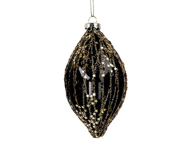 Sfera vetro goccia 6,5xh13cm nero/oro 6174880000