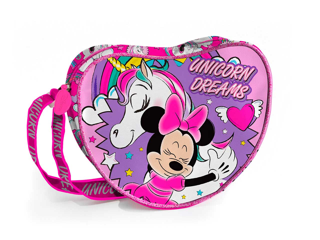 Tracolla cuore Minnie da bambina fucsia in poliestere con tracolla regolabile - Coriex