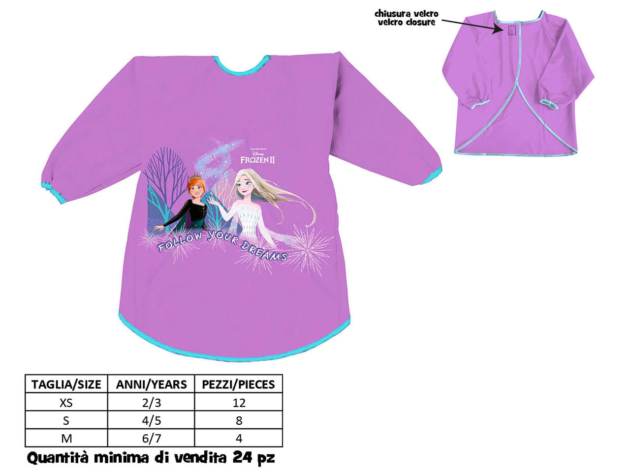 Grembiule pittura Frozen 2 in pvc lilla per bambine - Coriex