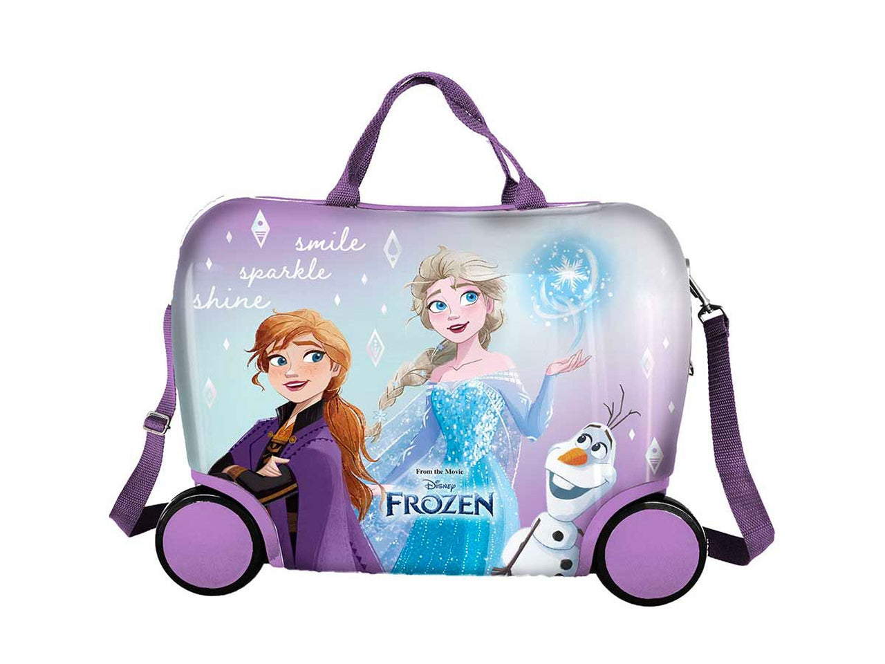 Trolley bagaglio a mano cavalcabile Frozen in abs e metallo lilla, 42x31x21 cm - Disney