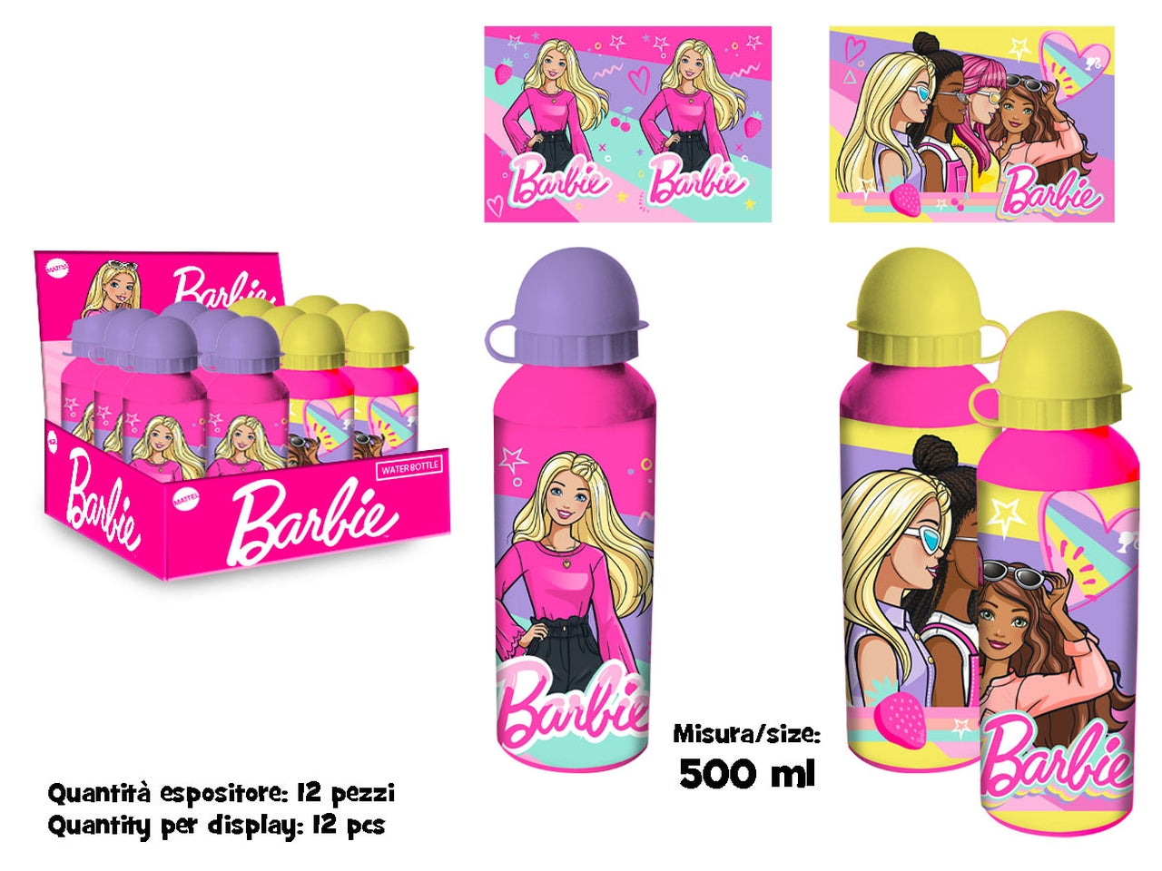 Borraccia Barbie in alluminio 500ml fucsia - Coriex